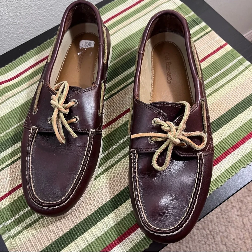 G.H. Bass & Co. Hampton Core 2 Leather Boat Shoes Men’s 9.5M Dark Brown dockside - Picture 2 of 10